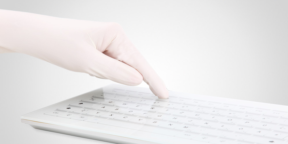 HospiTouch Alphanumeric keyboard with glass surface